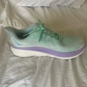 Hoka size 9 1/2 turquoise and purple worn one time